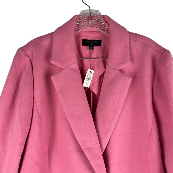 Talbots Double Knit Long Blazer Jacket Double Breasted Pink Size 14W - Picture 4 of 11